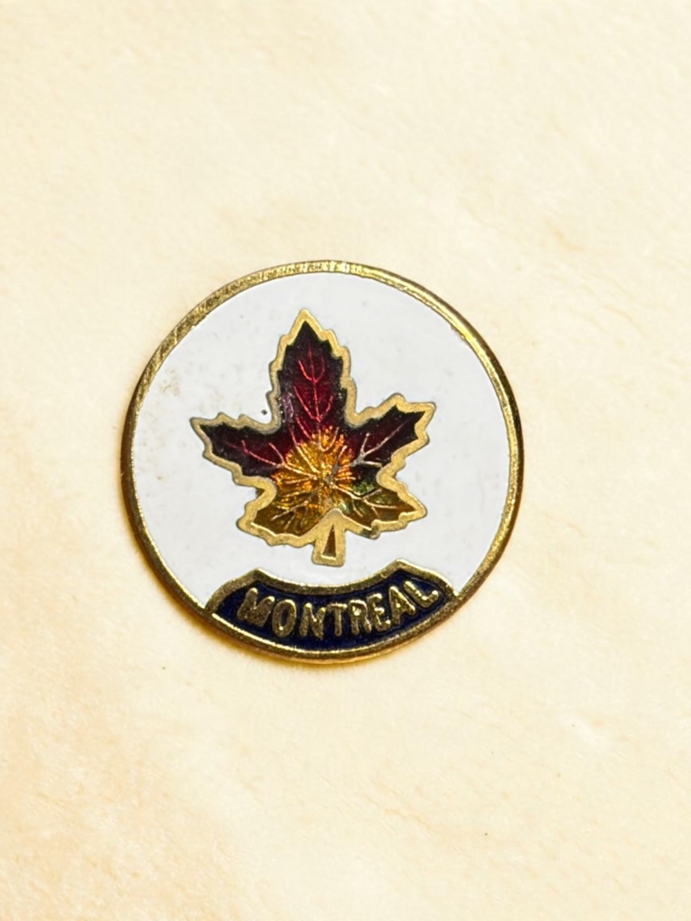 Montreal Maple Leaf Enamel Lapel Pin Canada Souvenir Vintage Gold Tone
